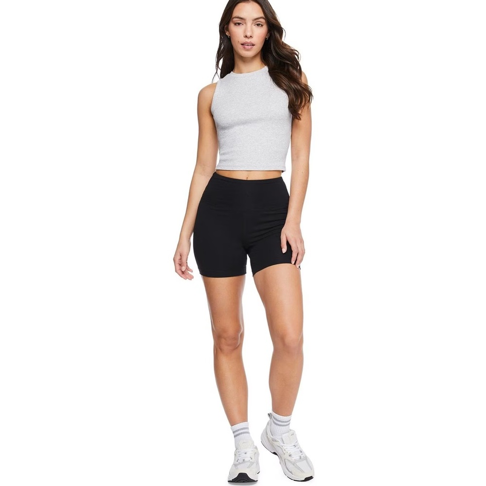 Women's Black High-Waisted Cotton Shorts